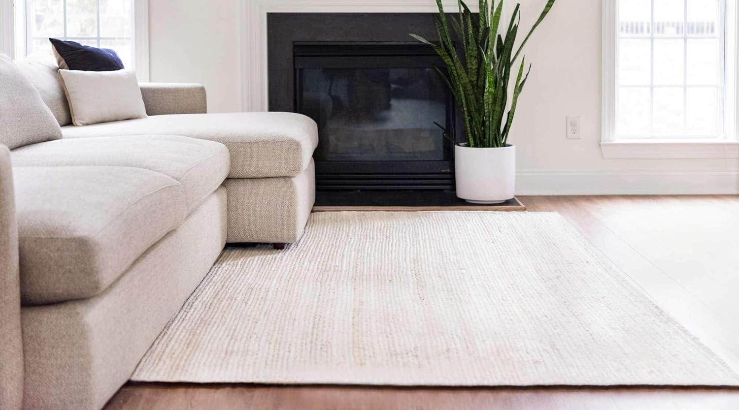 Unique Loom Braided Jute Collection Area Rug - Dhaka (2' x 3' 1" Rectangle White)