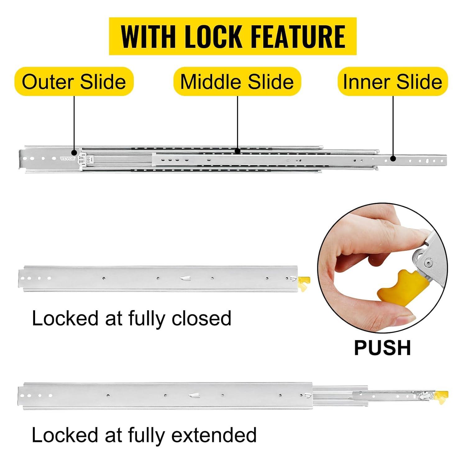 VEVOR Full Extension Soft Close Side Mount Metal Drawer Slide (Set of 2)