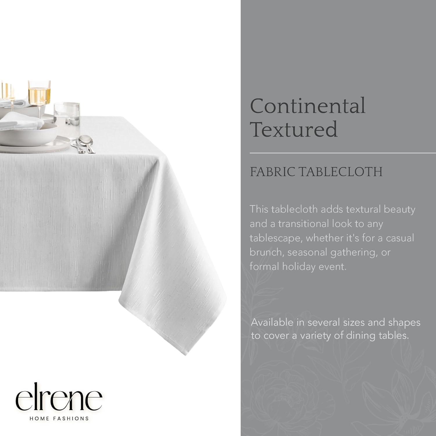 Continental Solid Texture Water and Stain Resistant Tablecloth - 52" x 70" - White - Elrene Home Fashions