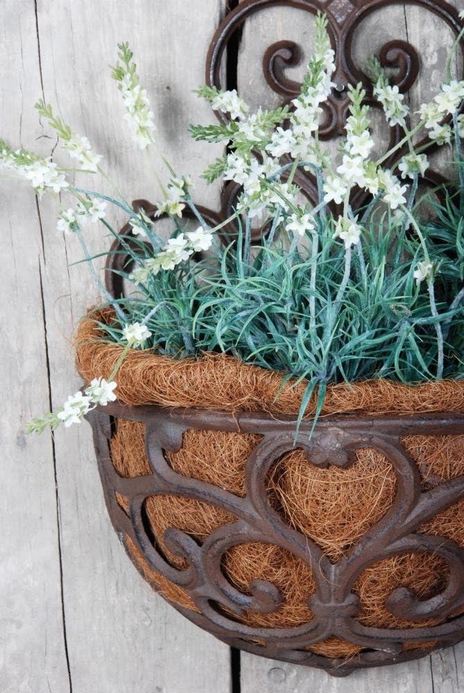 The Lakeside Collection Victorian Half-Round Wall Planter with Liner