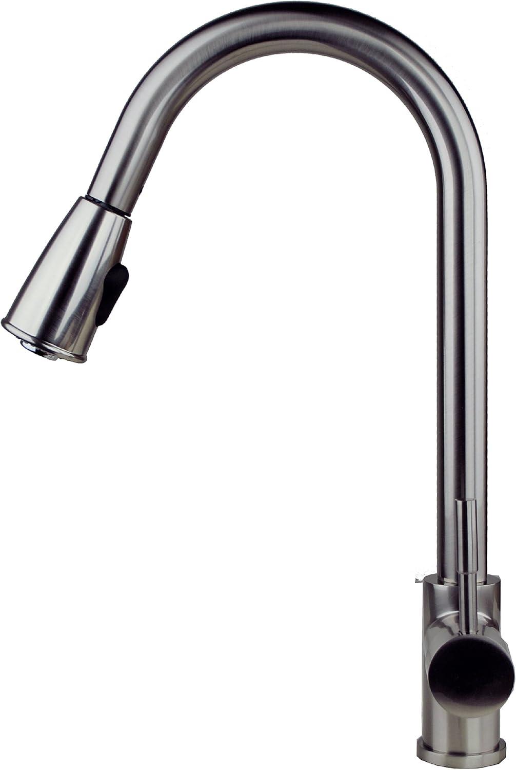 16" Stainless Steel Single Handle Pull-Down Kitchen Faucet with Soap Dispenser