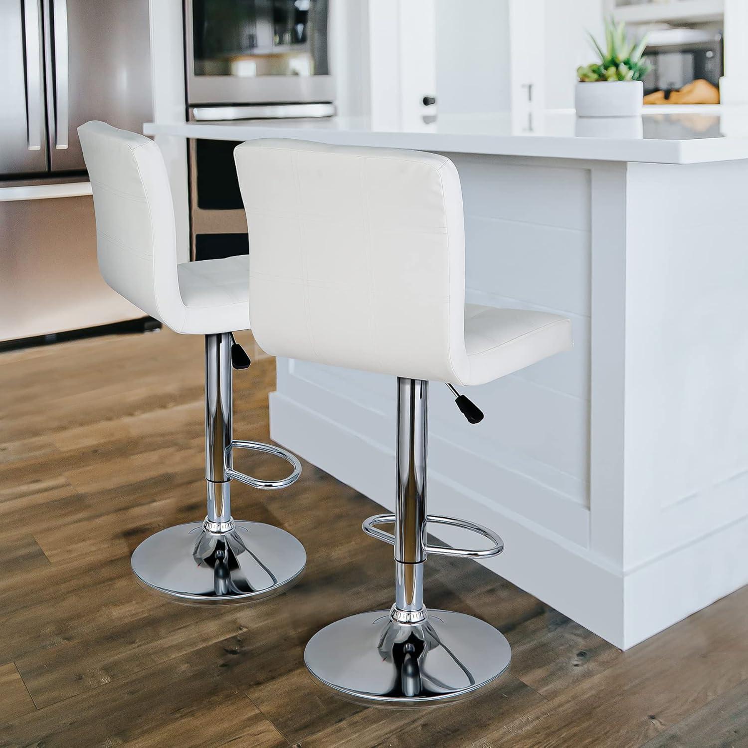 Bar Stools 1 Set Of 2, Counter Height Bar Stools, Square Cushion Bar Stools With Back, Footstool, Cafe, 2 Pieces