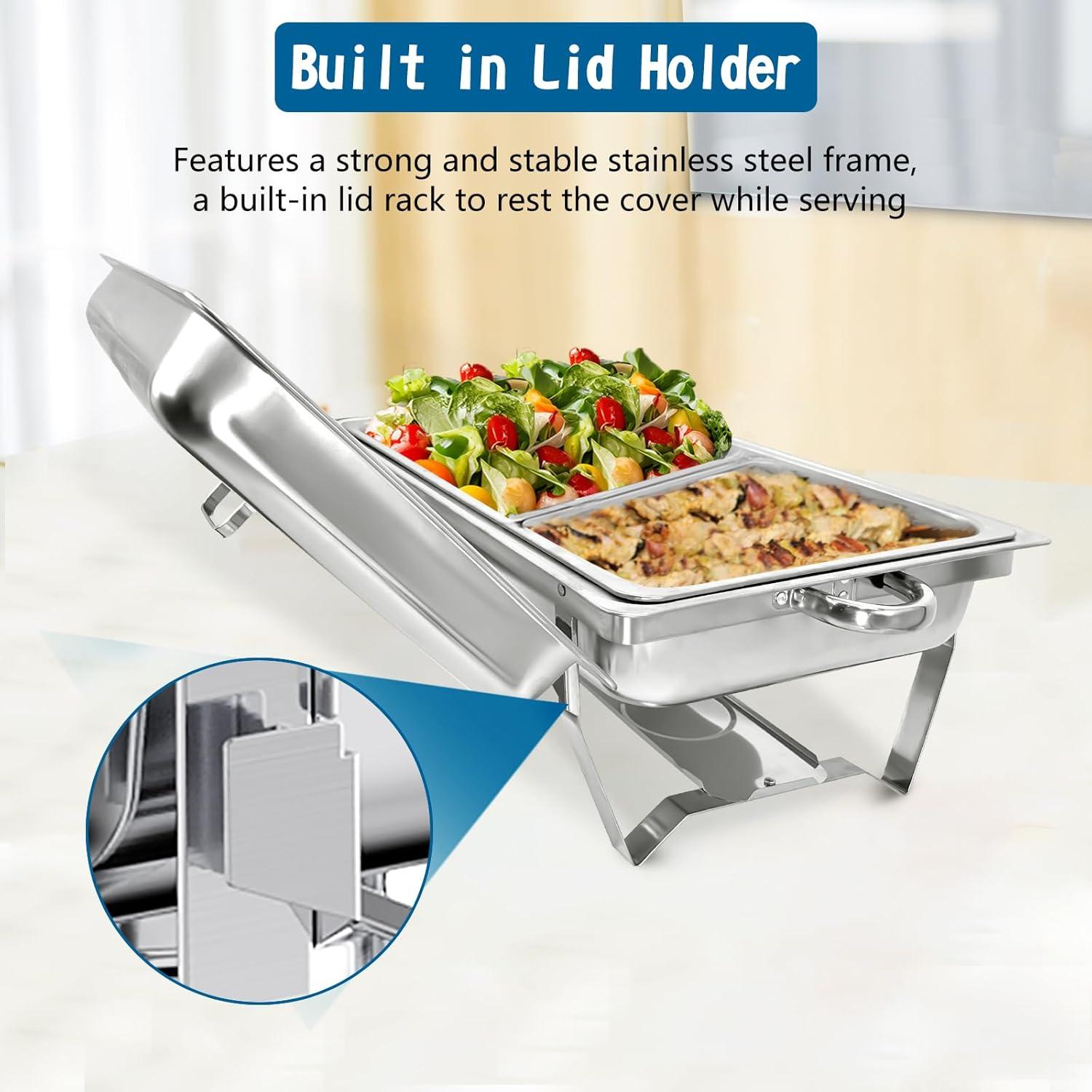 The Party Aisle™ Chafing Dishes For Buffet 4 Pack, 8 Qt Stainless Steel Chafers And Buffet Warmers Sets With Lid, Rectangle Serving Food Warmer Catering Supplies Buffet Display For Parties