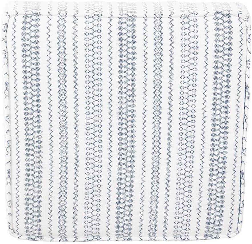 Cole Classics Square Storage Ottoman with Lift Off Top Blue Striped - HomePop: Farmhouse Accent, Wood Legs