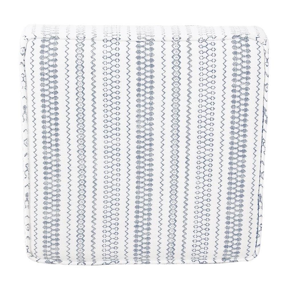Cole Classics Square Storage Ottoman with Lift Off Top Blue Striped - HomePop: Farmhouse Accent, Wood Legs