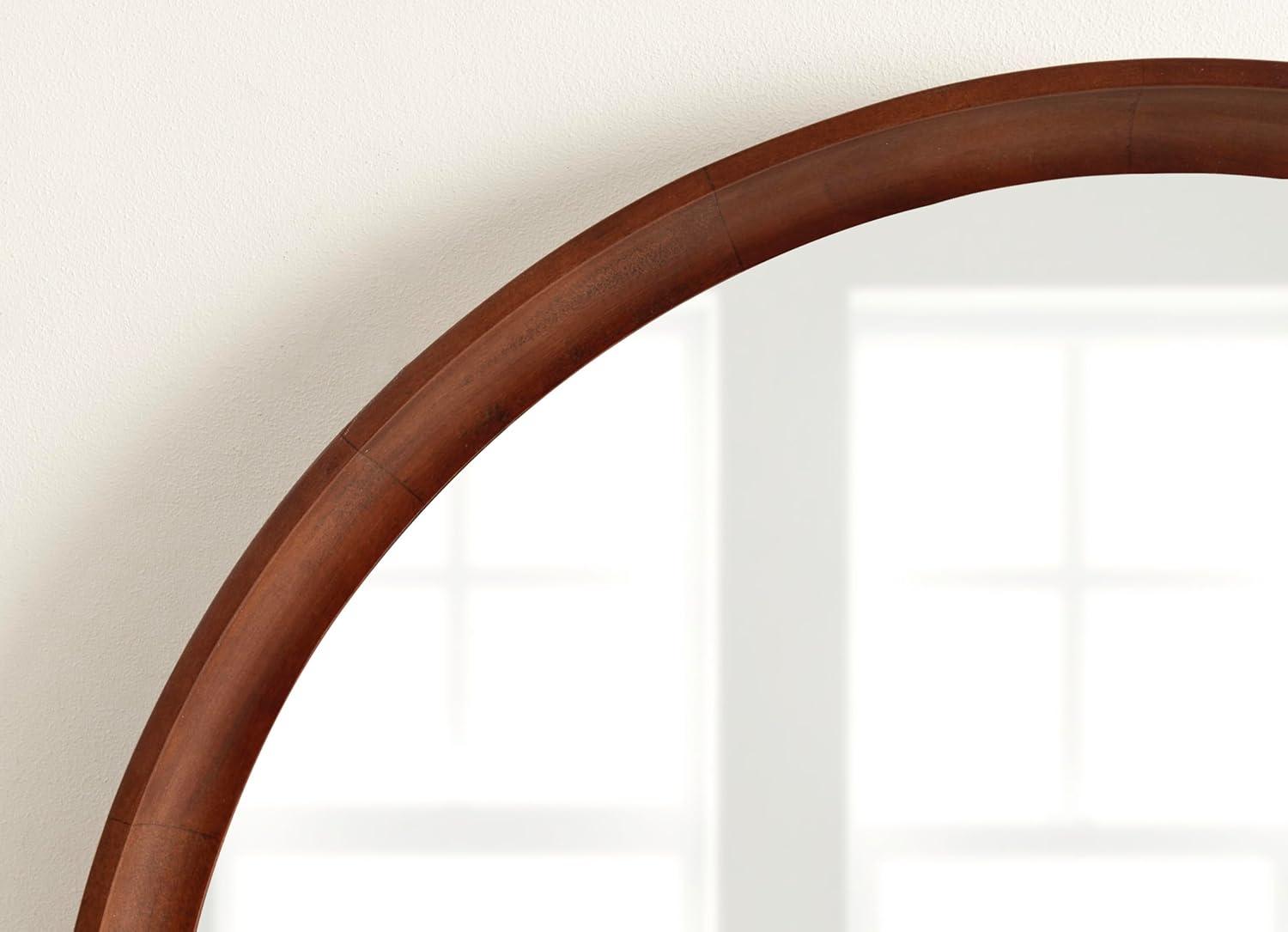 Kate and Laurel Hatherleig Round Wood Round Mirror, 30" Diameter, Natural