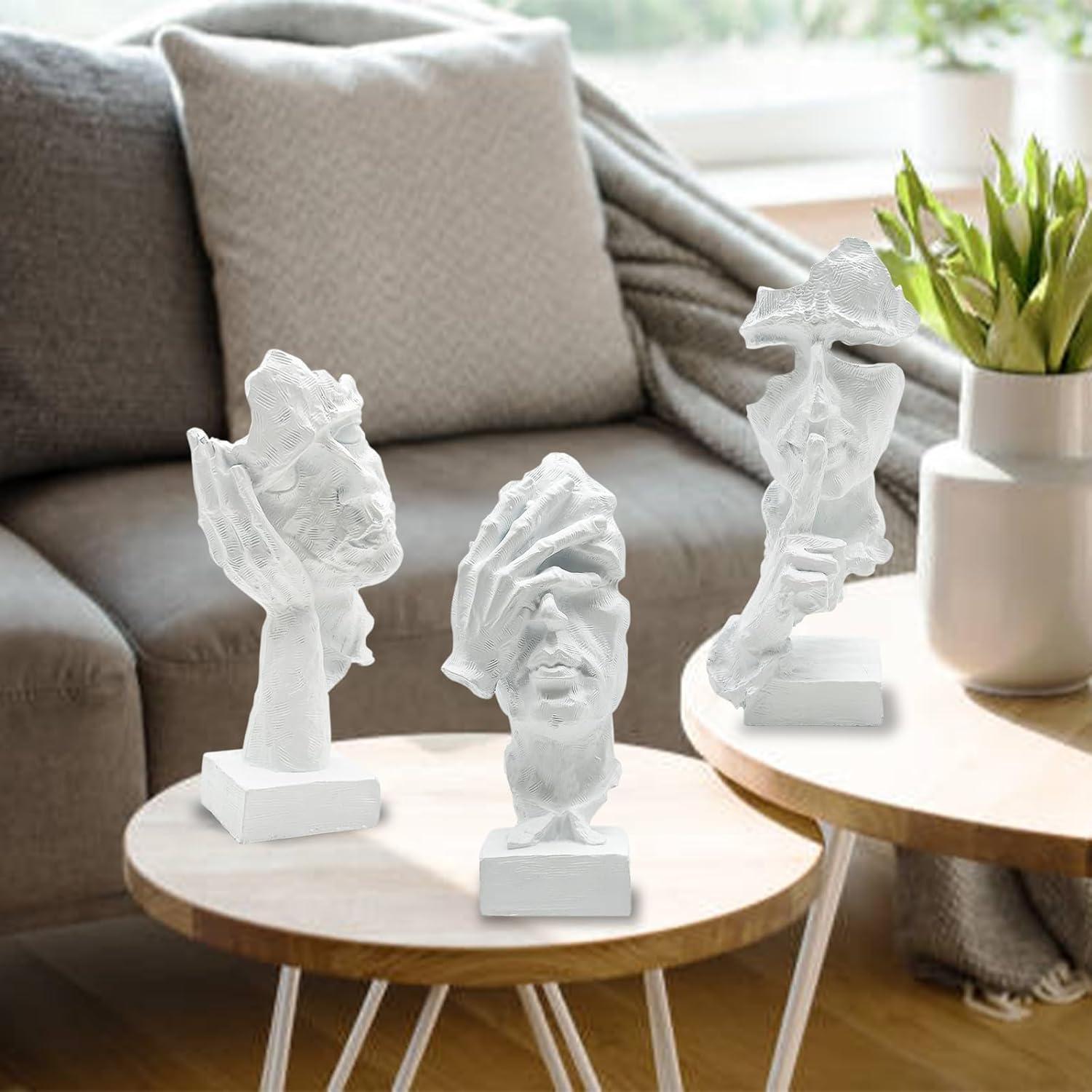 Abstract Resin Thinker Statue Set in Gray