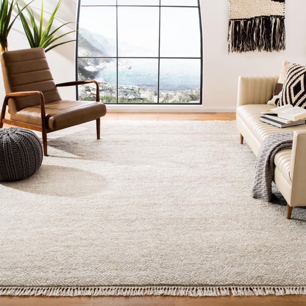 SAFAVIEH Casablanca Claud Solid Wool Shag Area Rug, Beige, 4' x 6'