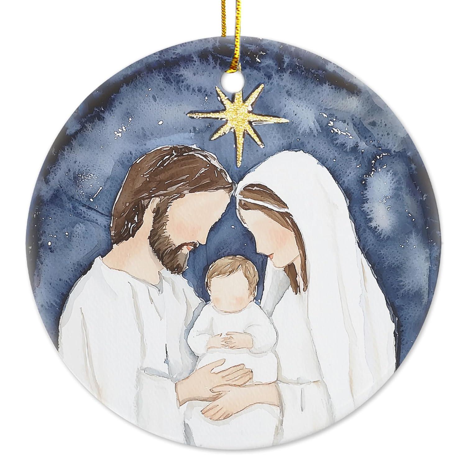 Mary Nativity Night Art Illustration Christmas Ornament| OrnamentallyYou