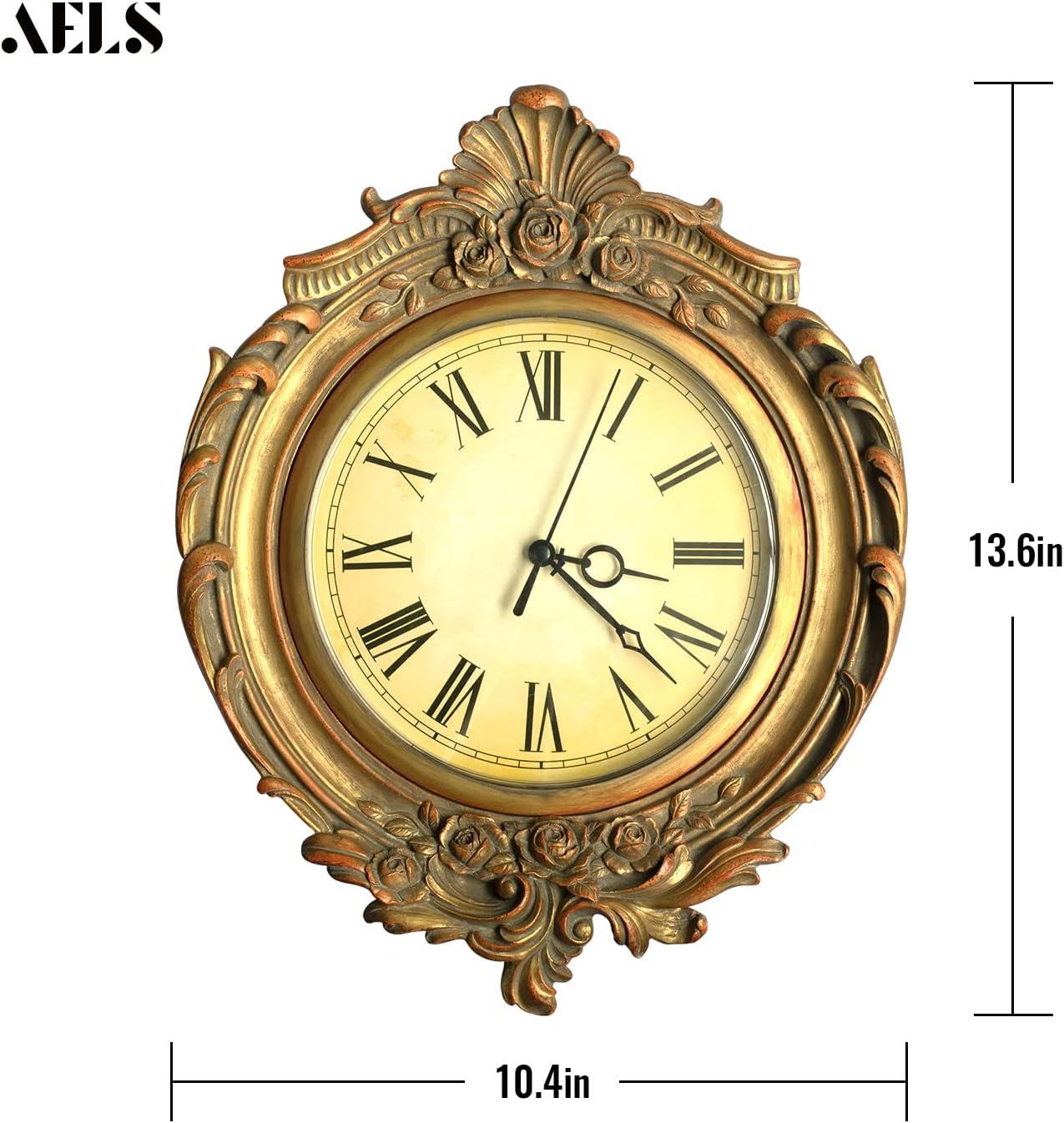 Antique Gold Resin Vintage Wall Clock with Roman Numerals