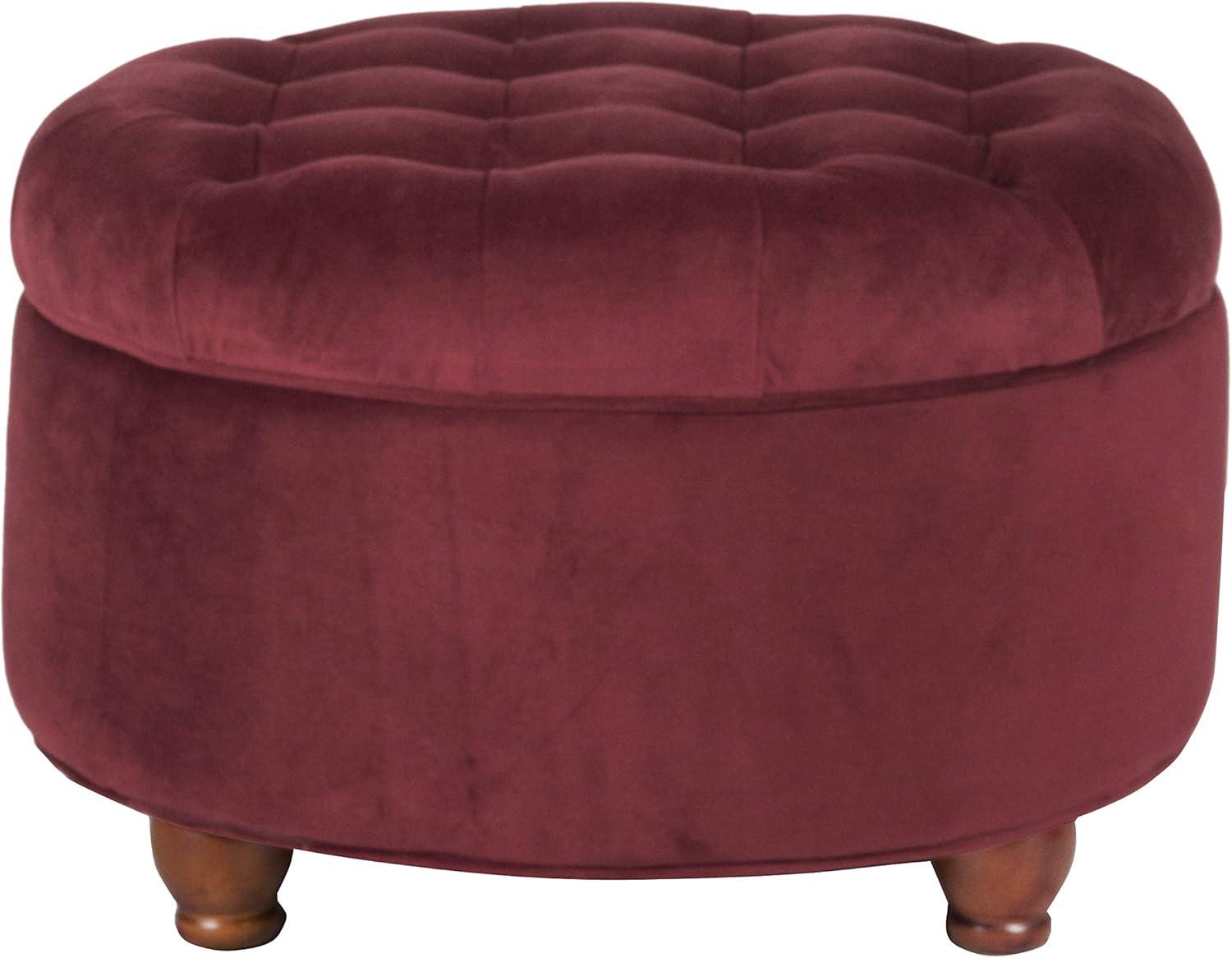 Large Round Button Tufted Storage Ottoman - HomePop