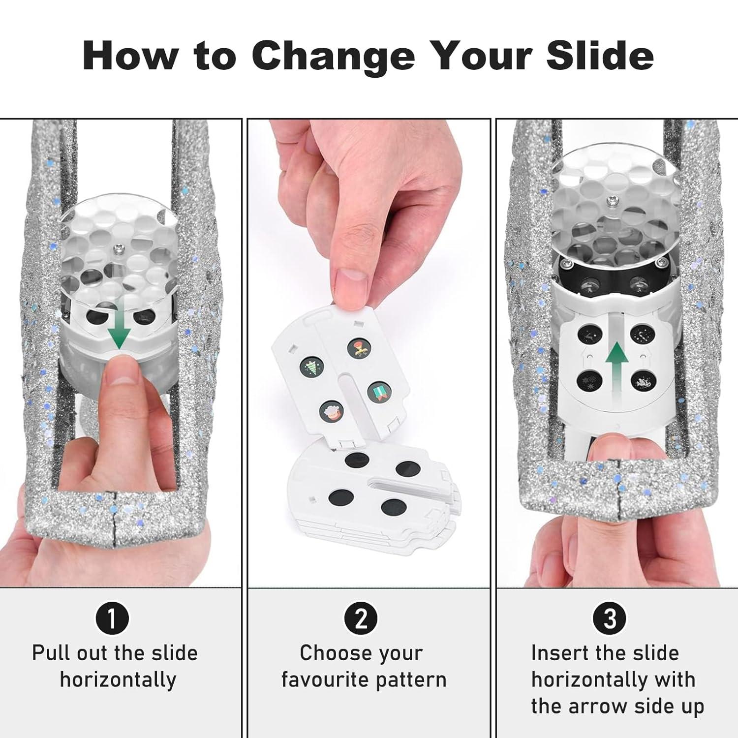 HOUFIY Christmas Tree Topper Lighted with 6 Projection Modes Star Tree Topper Built-in LED Rotating 3D Lighted Glitter Star Decorations Projector Tree Topper for Christmas Tree