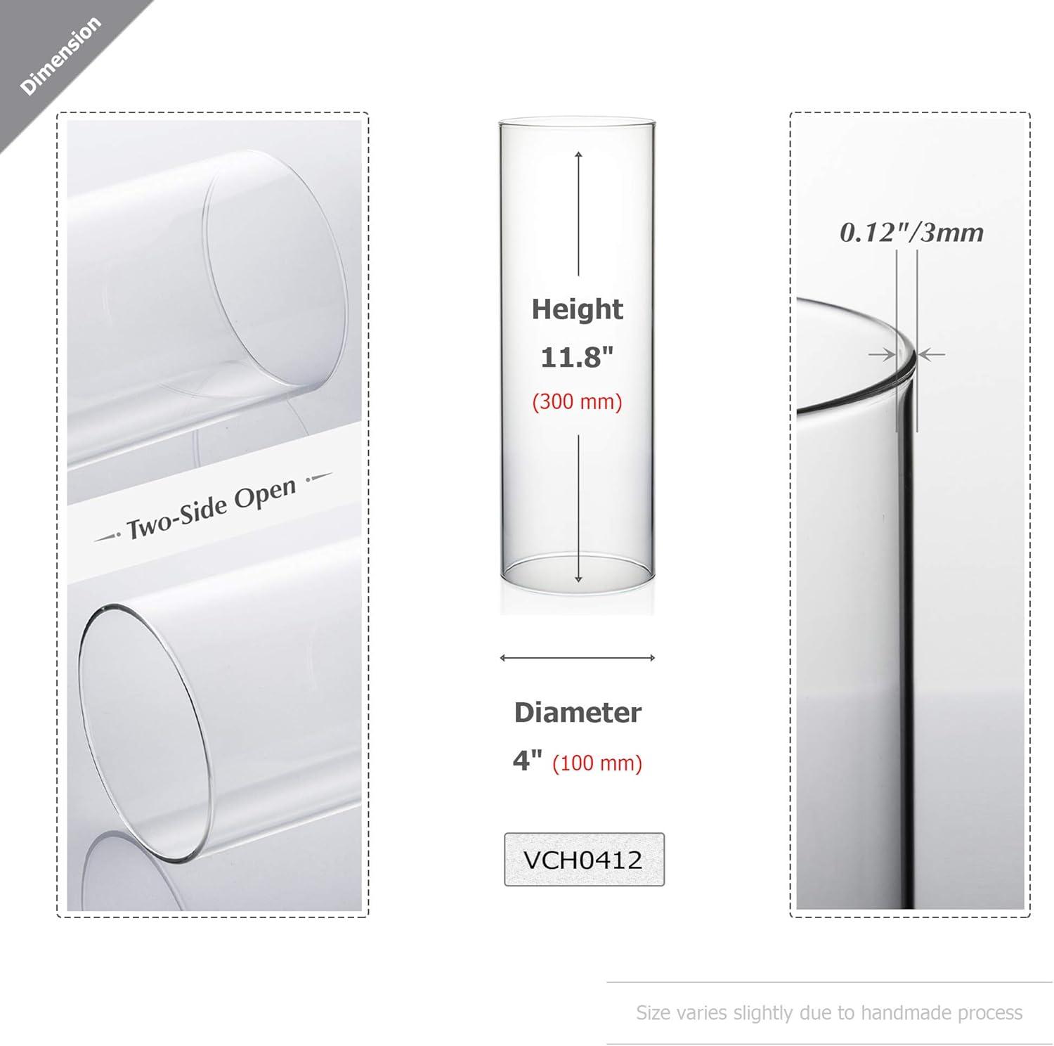 WGV Clear Hurricane Candle Shade Chimney Tube  - 4" Wide x 12" Height, Good quality, Heavy Weighted Base - 1 Pc