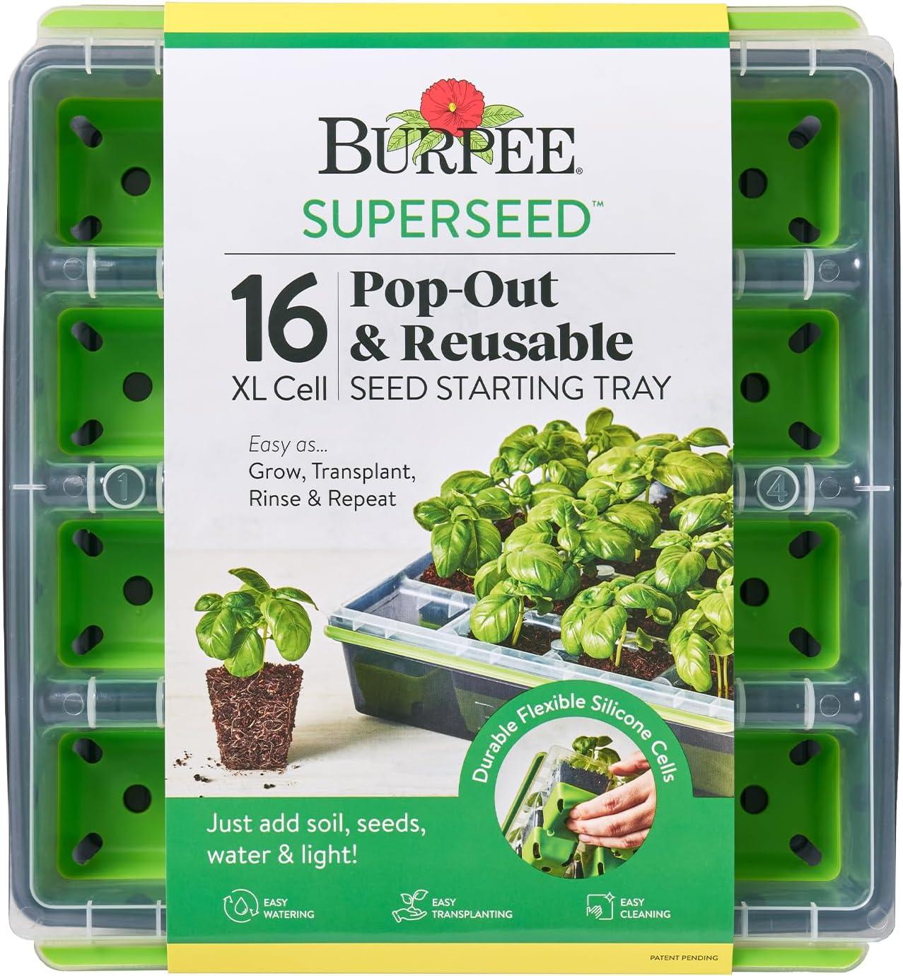 Burpee SuperSeed 16 XL Cell Seed Starting Tray - Reusable and Dishwasher Safe - Growing Tray for Seedlings and Plant Germination