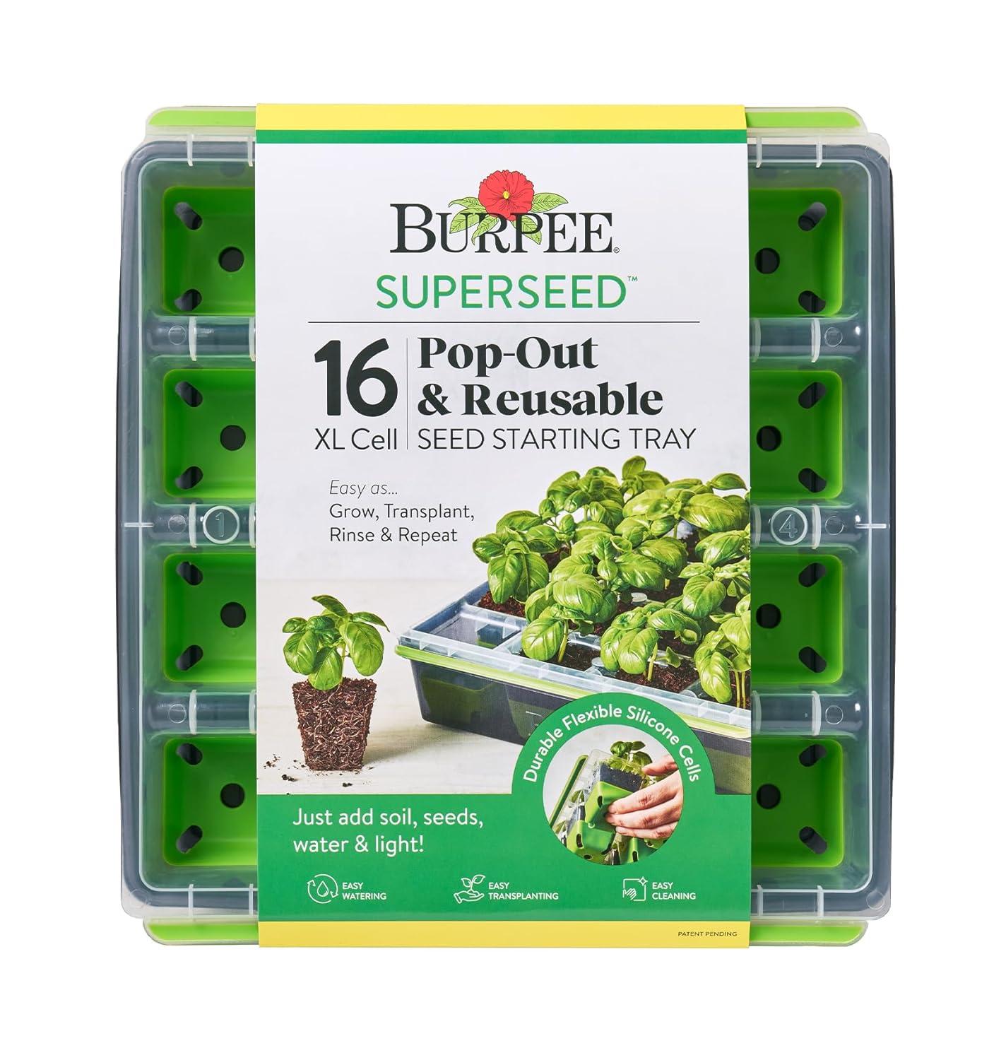 Burpee SuperSeed 16 XL Cell Seed Starting Tray - Reusable and Dishwasher Safe - Growing Tray for Seedlings and Plant Germination