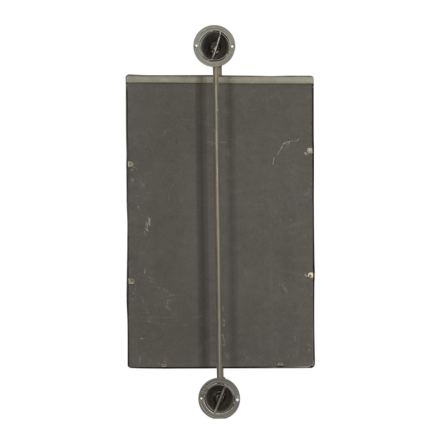 DecMode Industrial Rectangular Metal Wall Mirror with Pull Handle Design and Black Finish, 14"W x 28"H