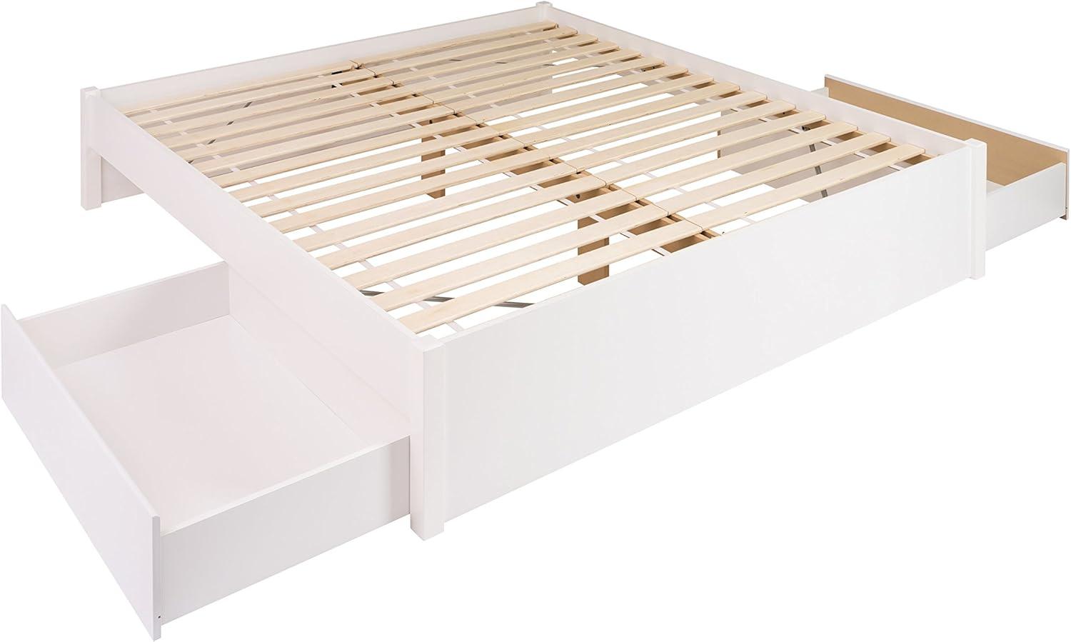 King Select 4-Post Platform Bed with 2 Drawers Black - Prepac: Solid Wood, Storage Functionality