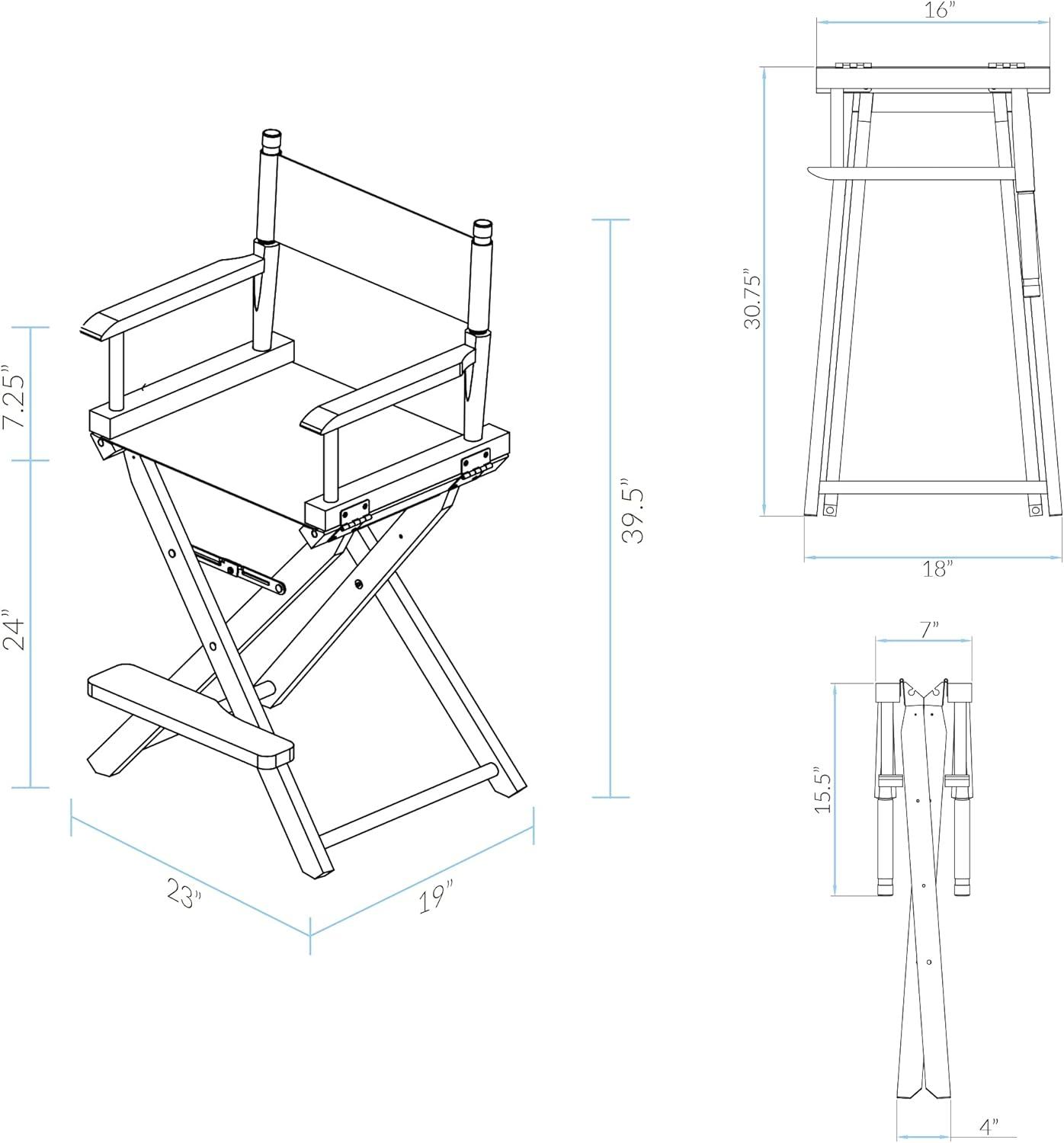 Natural Wood Director's Chair with Black Canvas Seat