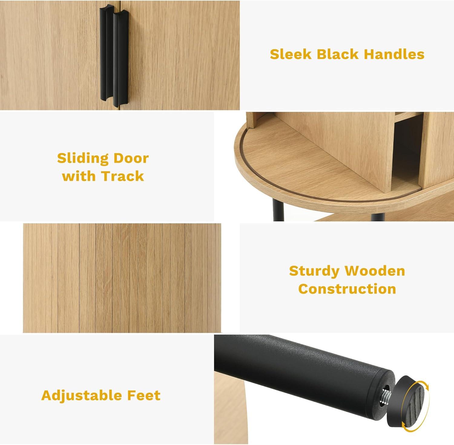 Kitchen Buffet Cabinet, 60“ Farmhouse Sliding Barn Door Coffee Bar Sideboard Buffet Cabinet with Capacity 300 lbs for Home Kitchen Dinning Living Room, Grey White/Grey Wash