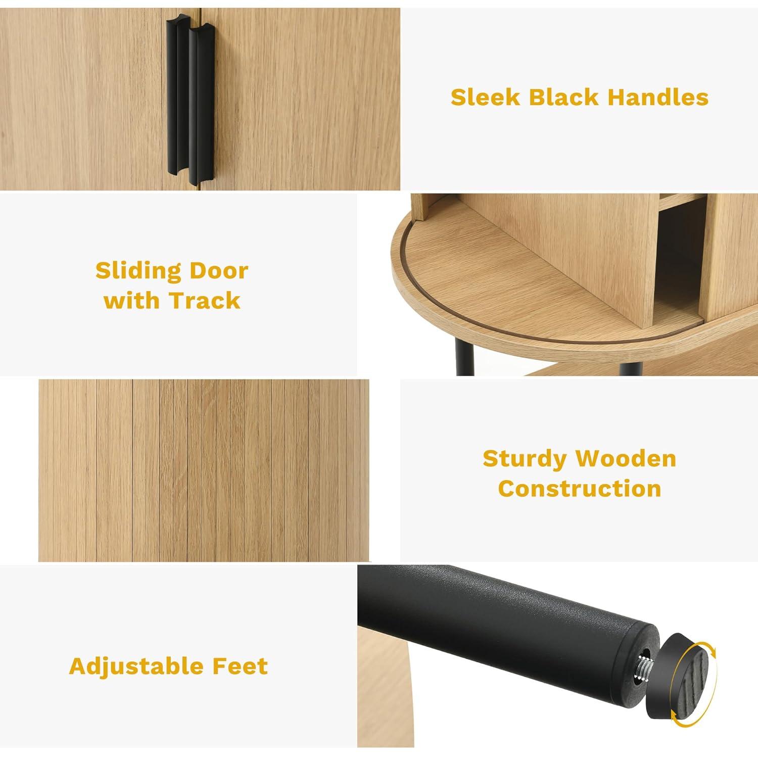 Kitchen Buffet Cabinet, 60“ Farmhouse Sliding Barn Door Coffee Bar Sideboard Buffet Cabinet with Capacity 300 lbs for Home Kitchen Dinning Living Room, Grey White/Grey Wash