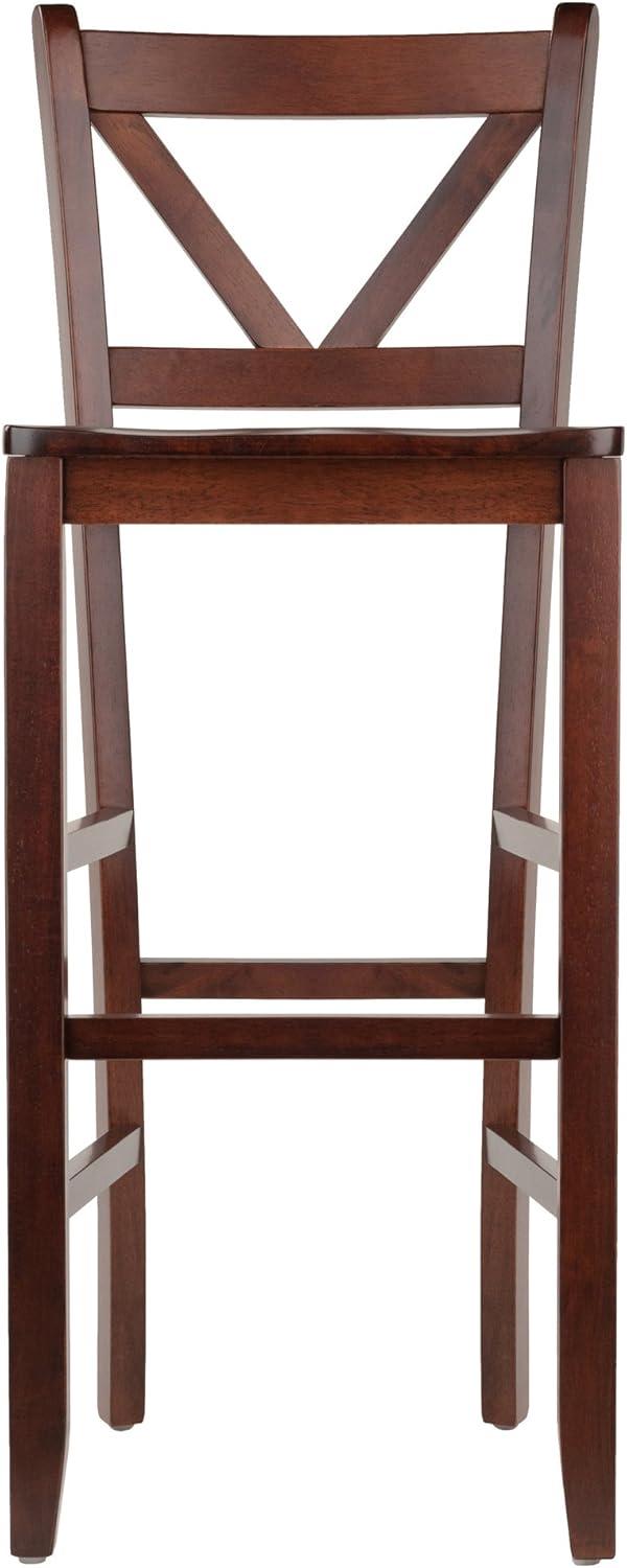 Winsome Wood Victor 30" V-Back Bar Stool, Set of 2, Walnut Finish