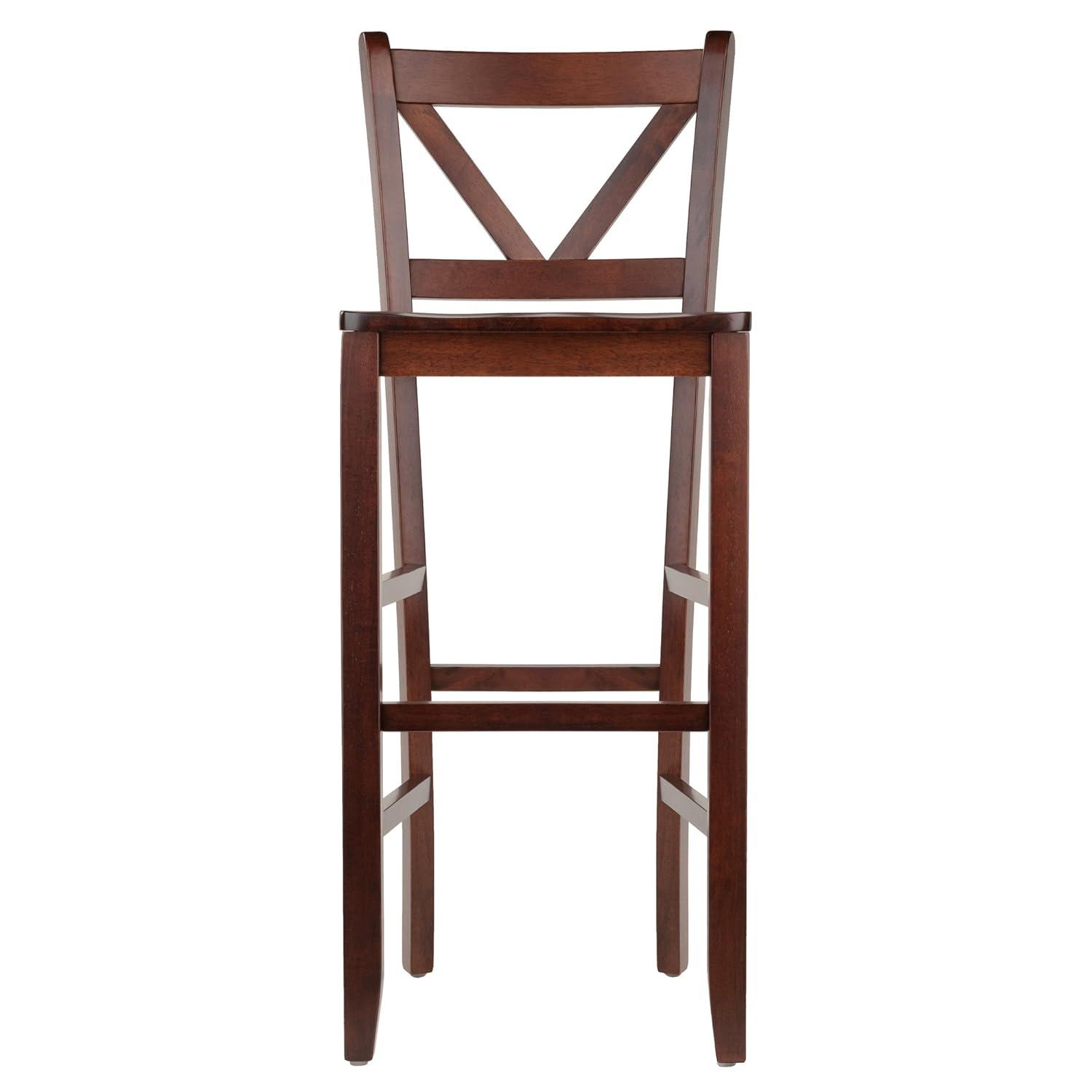 Set of 2 Victor V-Back 30" Barstool Wood/Walnut - Winsome: Solid Wood, High Back, Unupholstered