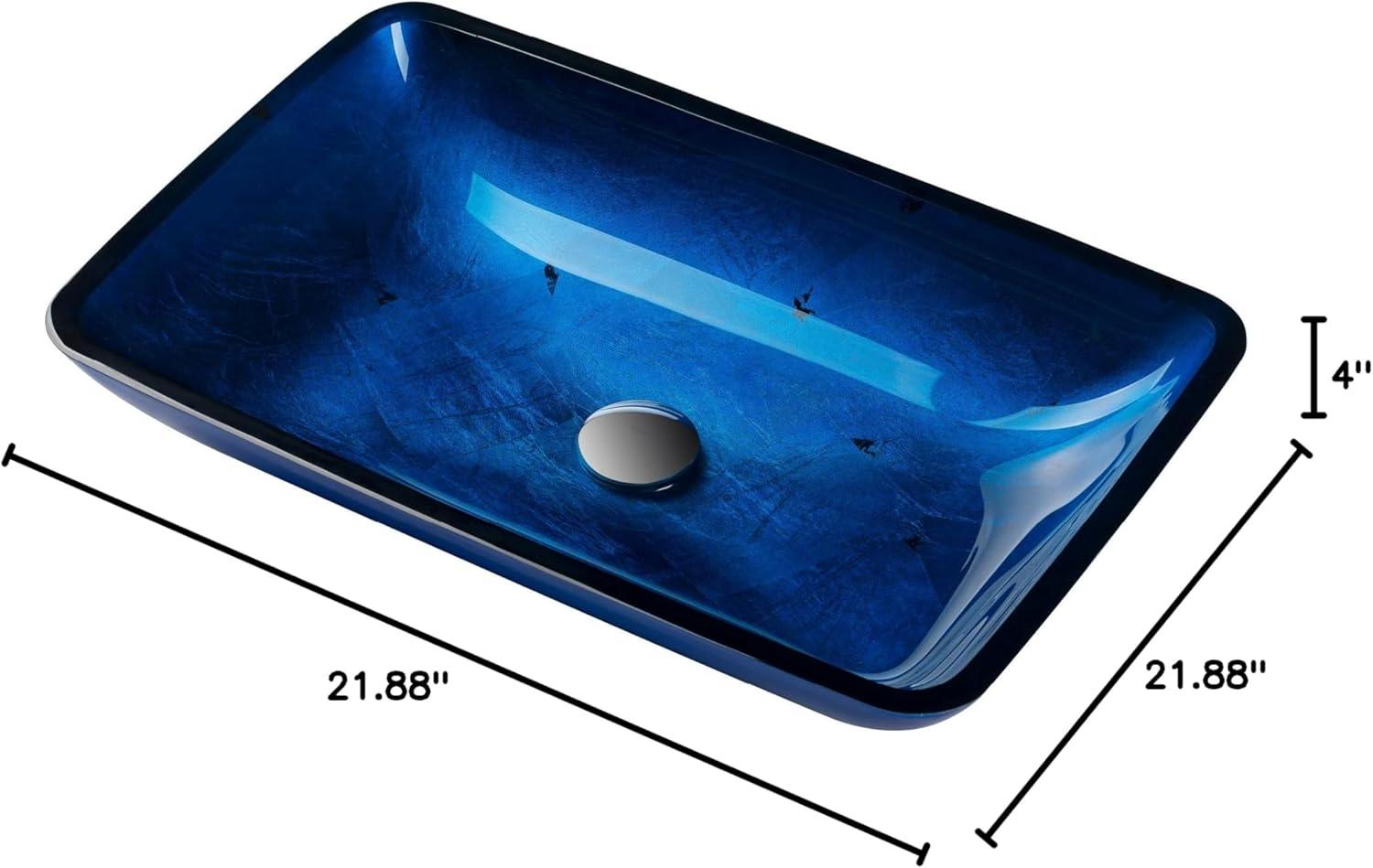Galaxy Glass Rectangular Vessel Bathroom Sink