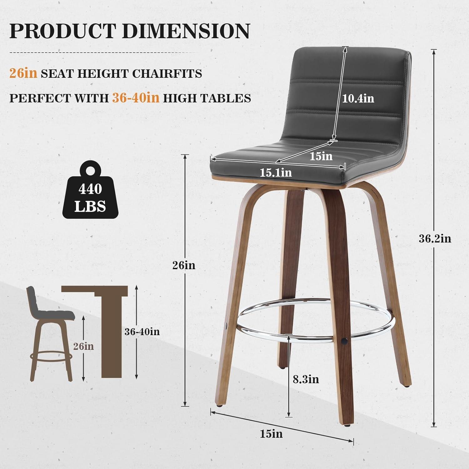 Upholstered  Swivel Counter & Bar Stool (Set of 3)