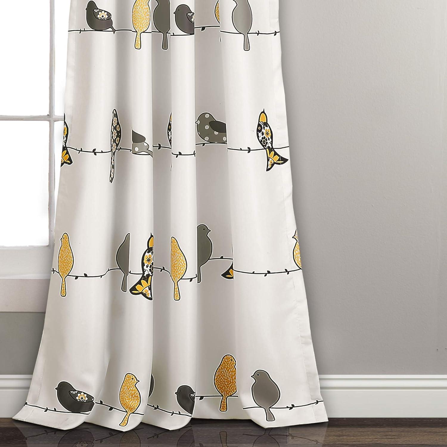 Lush Decor Rowley Birds Room Darkening 84" x 52" + 2" Header Animal print Yellow 100% Polyester 3" Rod Pocket 2-Pc Set Window Panel