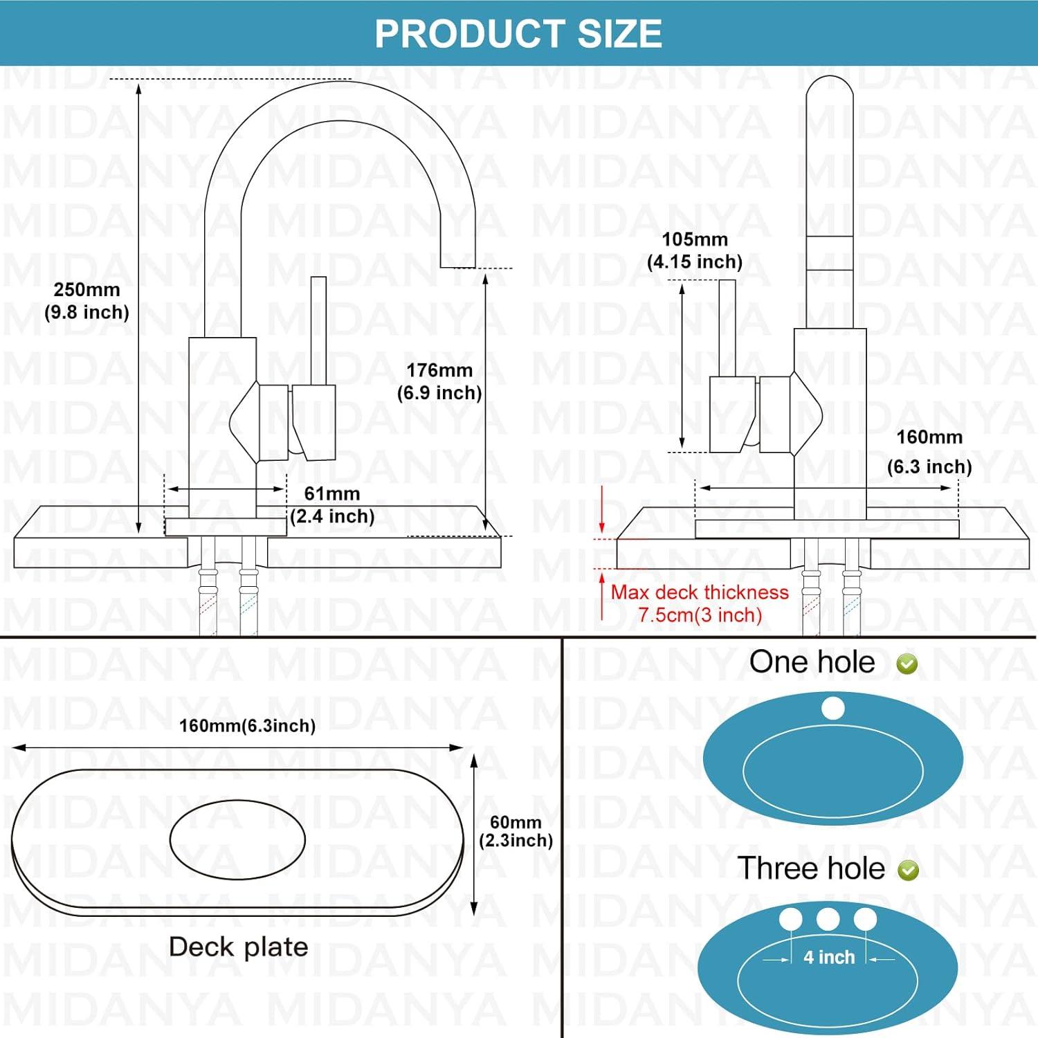 Matte Black Stainless Steel Single Handle Deck Mount Faucet