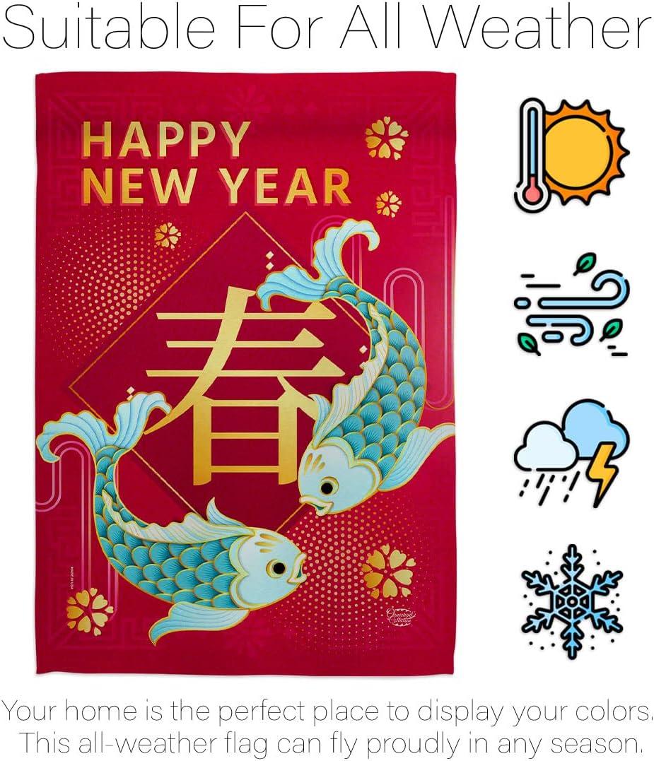 Spring Chinese New Year Garden Flag Home Decor Banner Wall Art Patio Lawn Front Porch Room Small Outdoor Tapestry Yard Sign Lunar New Year Gifts Chinese Decorations Made in USA