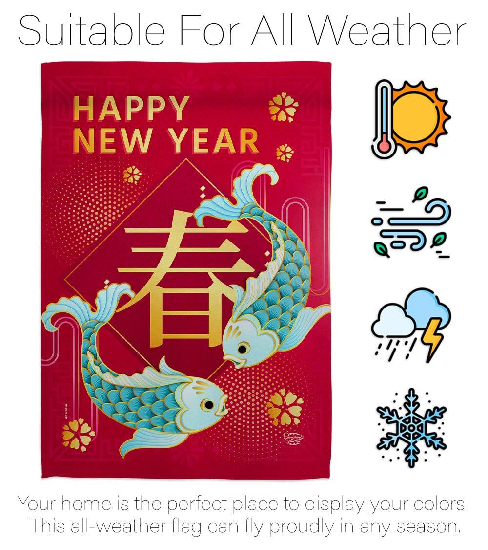 Spring Chinese New Year Garden Flag Home Decor Banner Wall Art Patio Lawn Front Porch Room Small Outdoor Tapestry Yard Sign Lunar New Year Gifts Chinese Decorations Made in USA