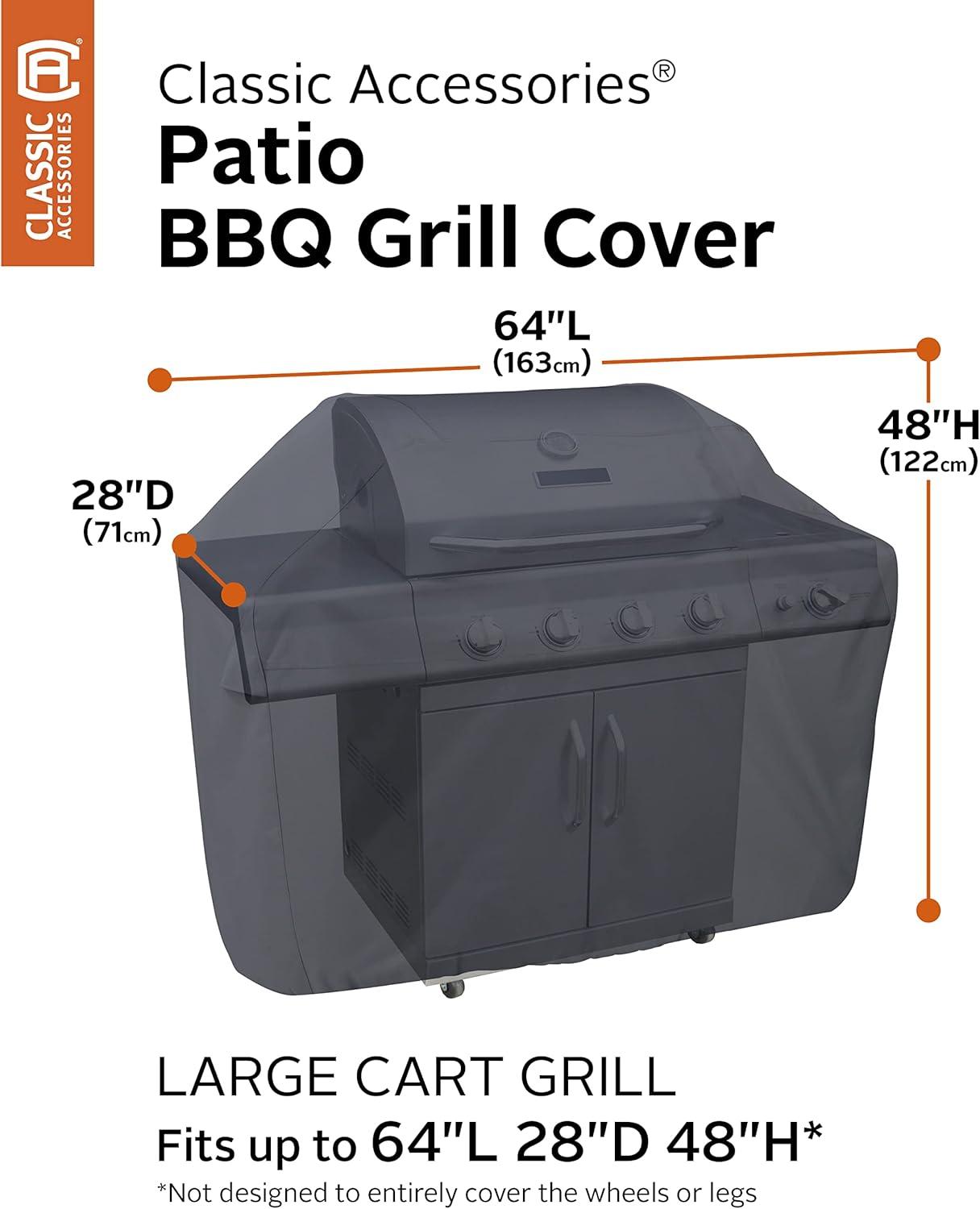 Classic Accessories Water-Resistant 64 Inch BBQ Grill Cover with Grill Tool Set