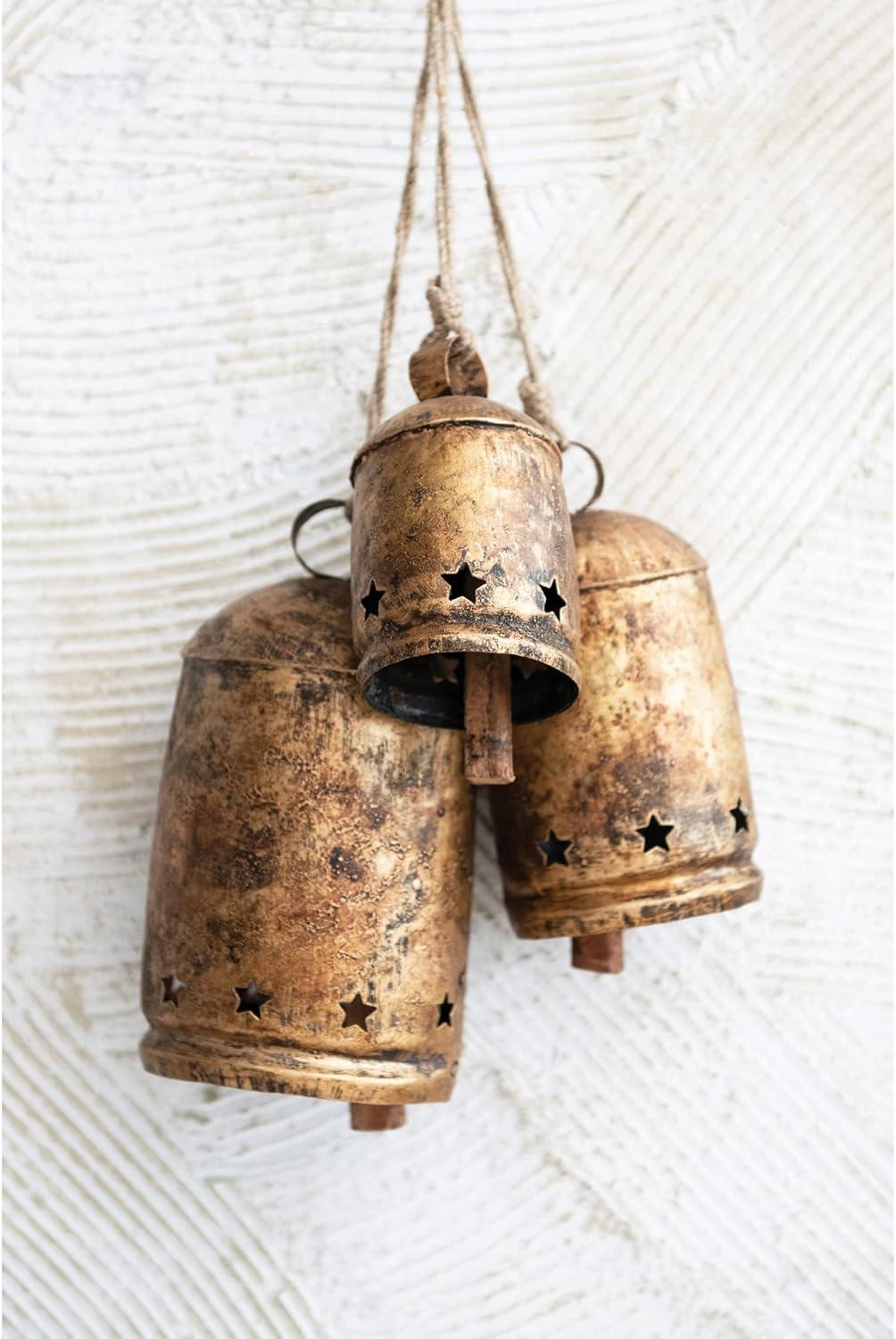 Antique Gold Iron Bell with Jute Rope