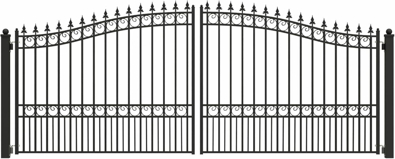 ALEKO Garden Steel London Style 16 feet Dual Swing Driveway Gate Black