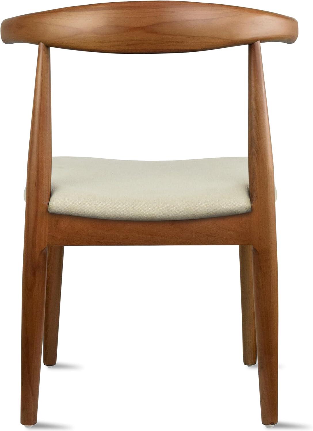2xhome Contemporary Farmhouse Real Solid Wood Cloth Cushion Seat Dining Chair, Elbow Side Chair (Espresso-Beige Seat)