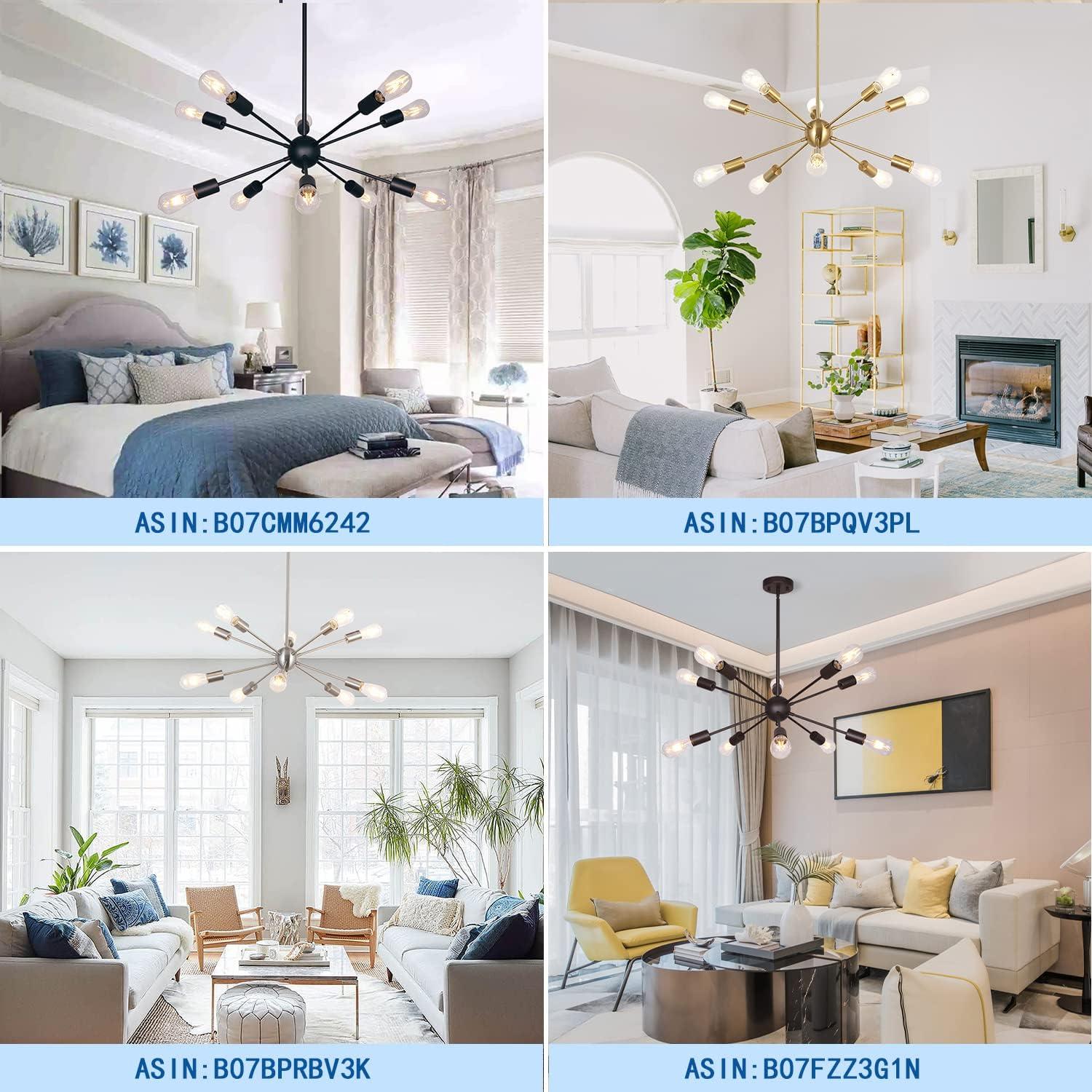 Black Metal 10-Light Sputnik Sphere Chandelier