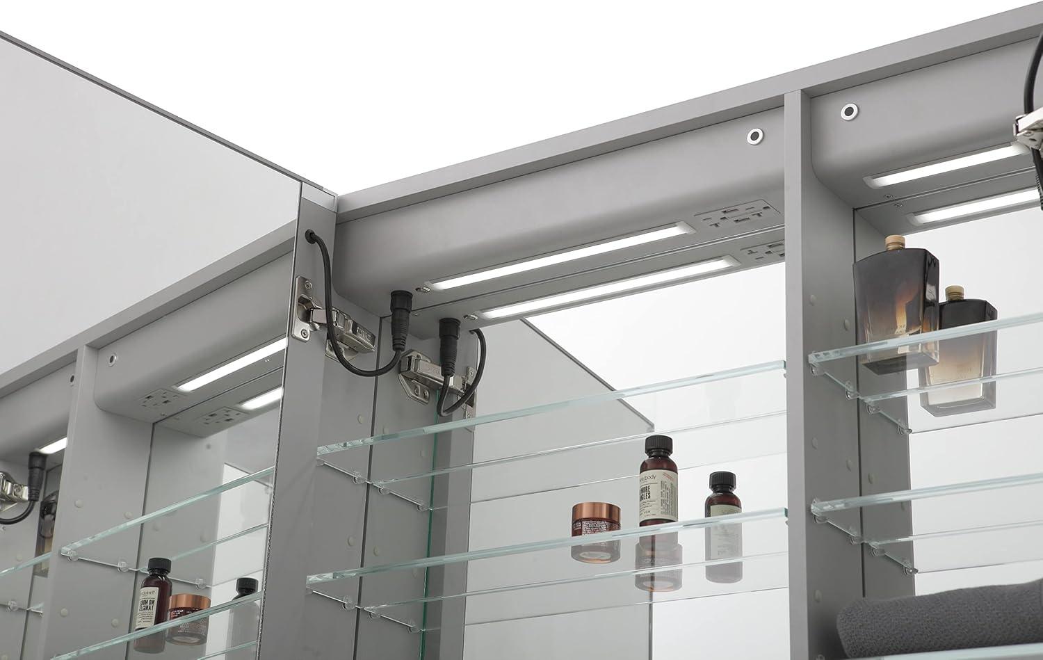 AQUADOM Signature Royale LED Medicine Cabinet, Defogger, LED 3X Makeup Mirror, Electrical Outlets