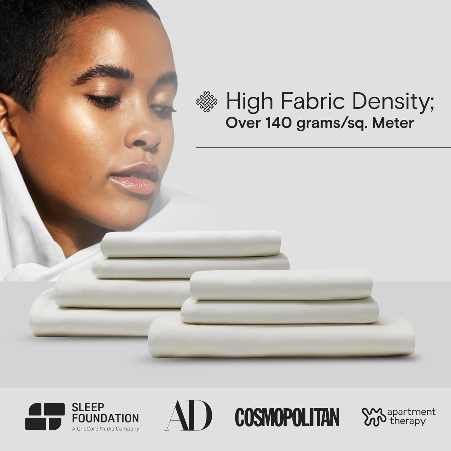 DOZ Bamboo Viscose Sheet Set, Organically Grown Bamboo, Buttery Soft, Cooling, High GSM, Deep Pockets Ivory Queen