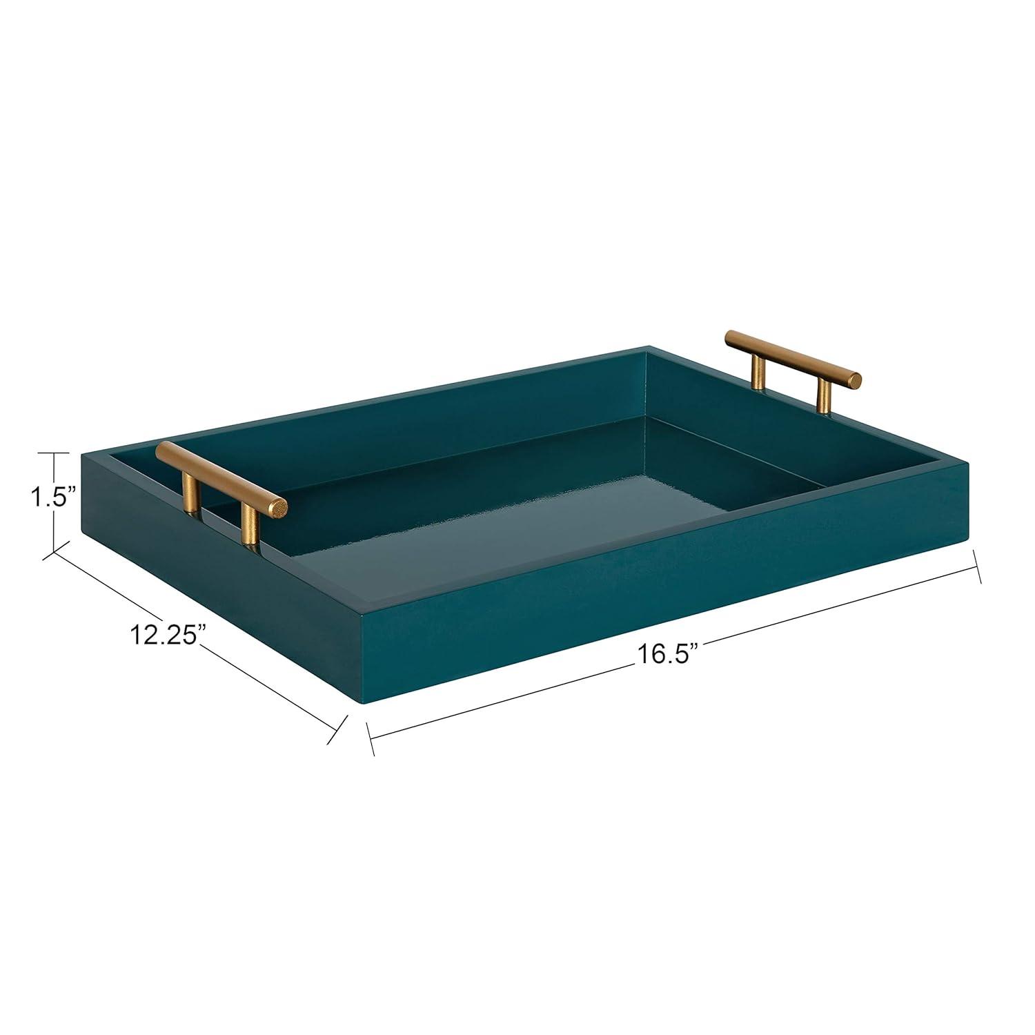 Kate and Laurel Lipton Tray, 16.5x12.25, Teal and Gold