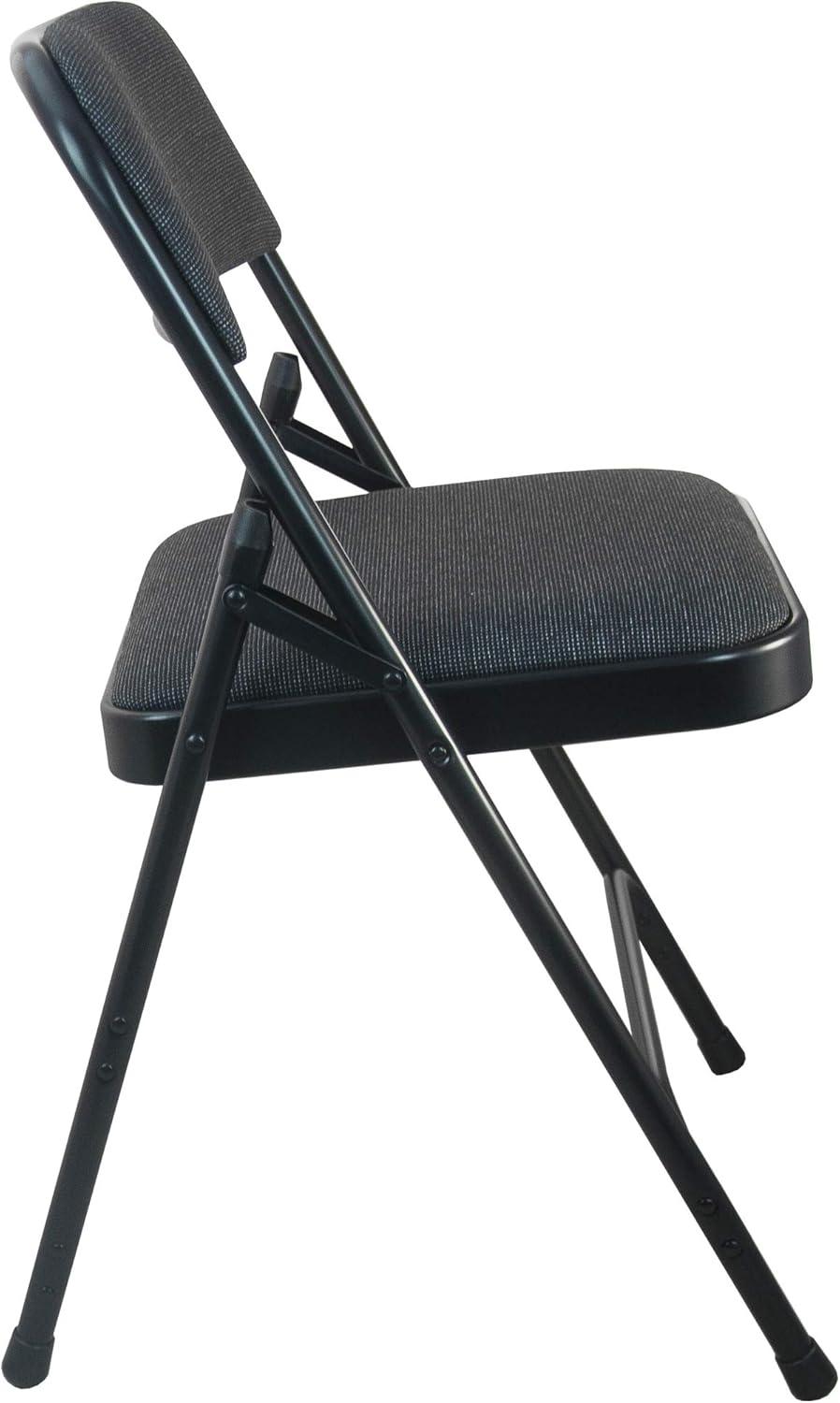 Black Metal and Fabric Armless Folding Chair Set