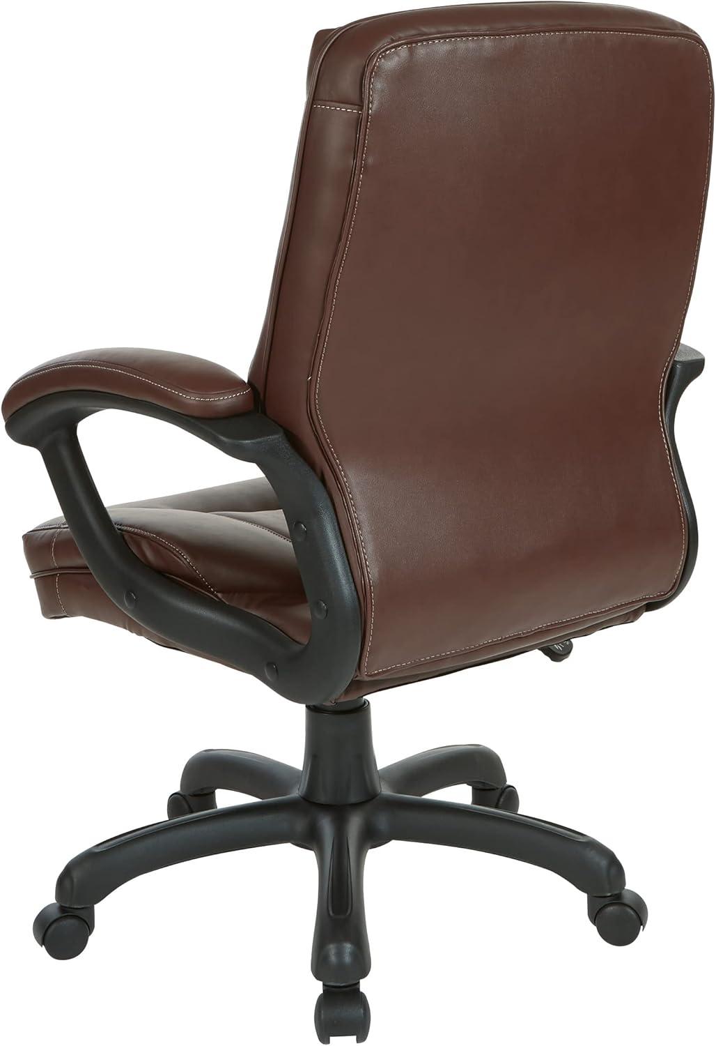 Executive Mid Back Chocolate Faux Leather Chair with Contrast Stitching