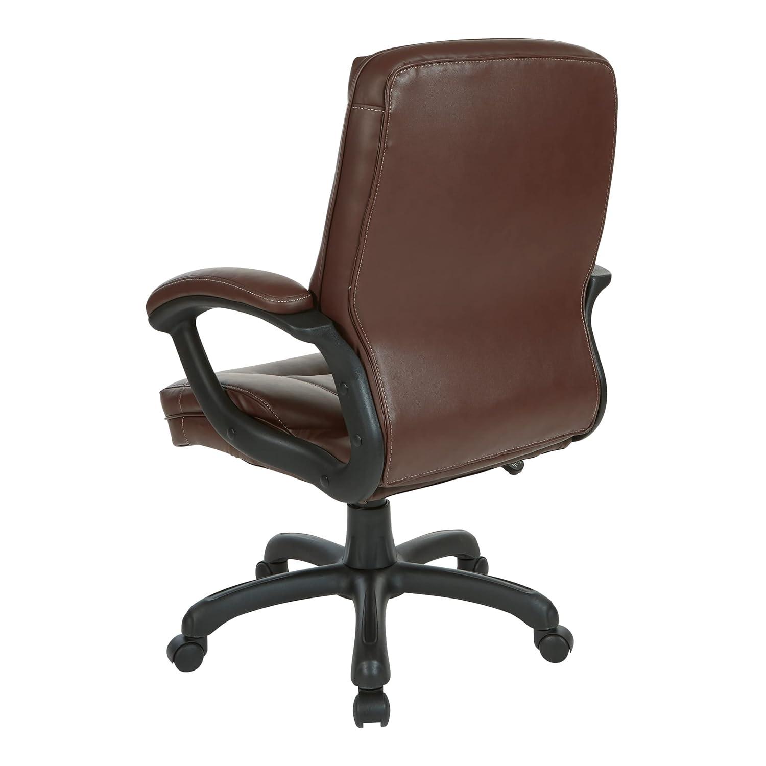 Executive Mid Back Chocolate Faux Leather Chair with Contrast Stitching