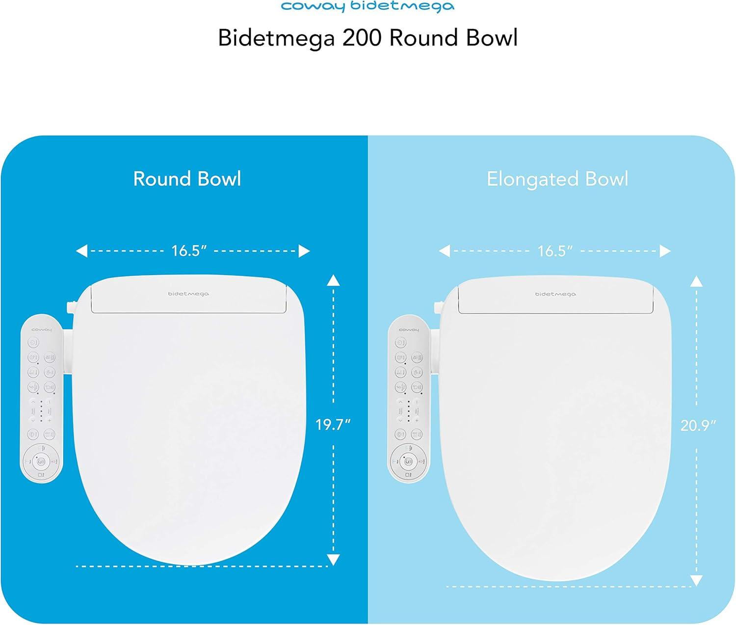 Coway Bidetmega 200 Round White Heated Bidet Seat