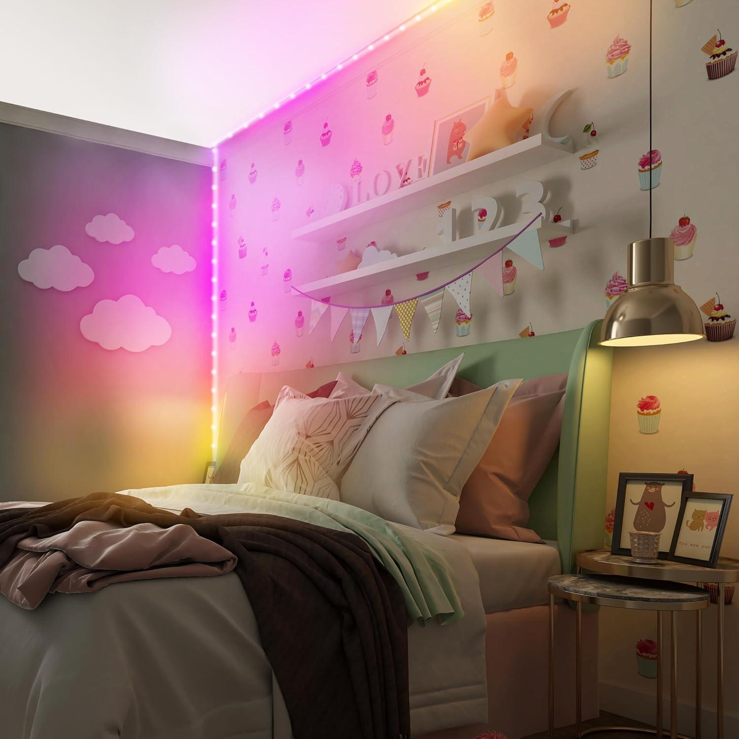 Xtreme Lit 50ft Bluetooth LED Light Strips, Flowing Color Effect, App Use, Indoor, Corded Electric