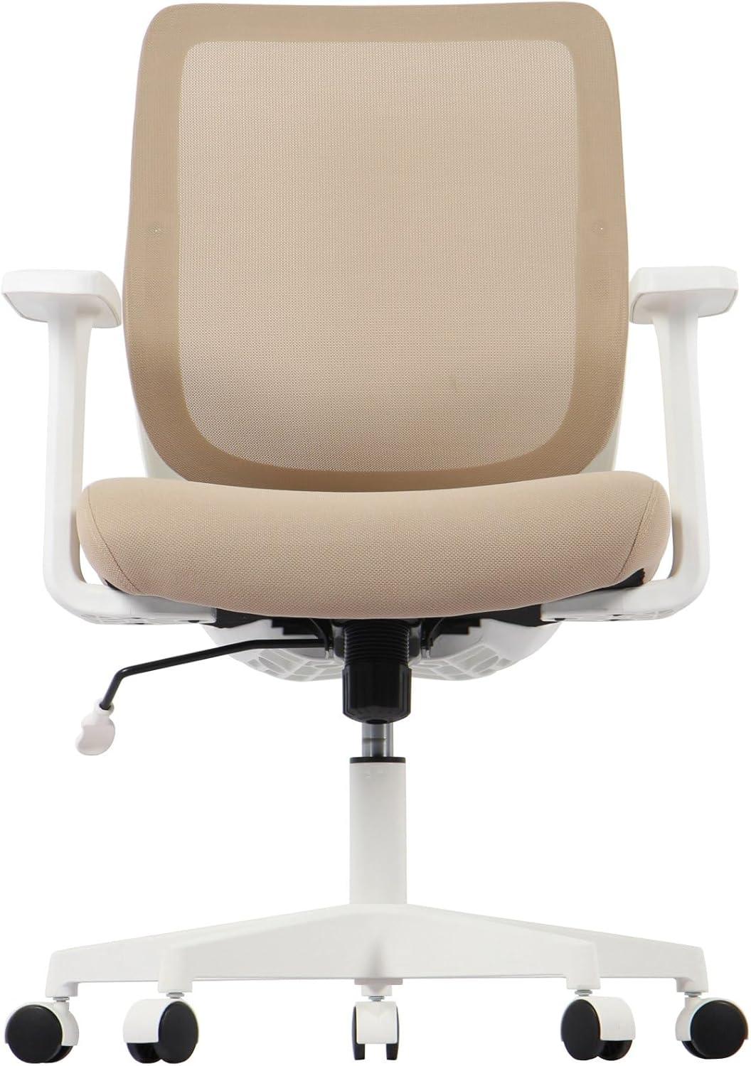 Oatmeal and White Mesh Fabric Low-Back Task Chair