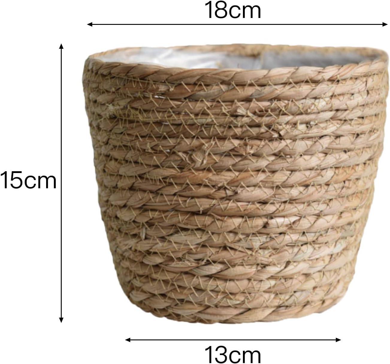 Natural Seagrass Cylindrical Planter with Plastic Liner