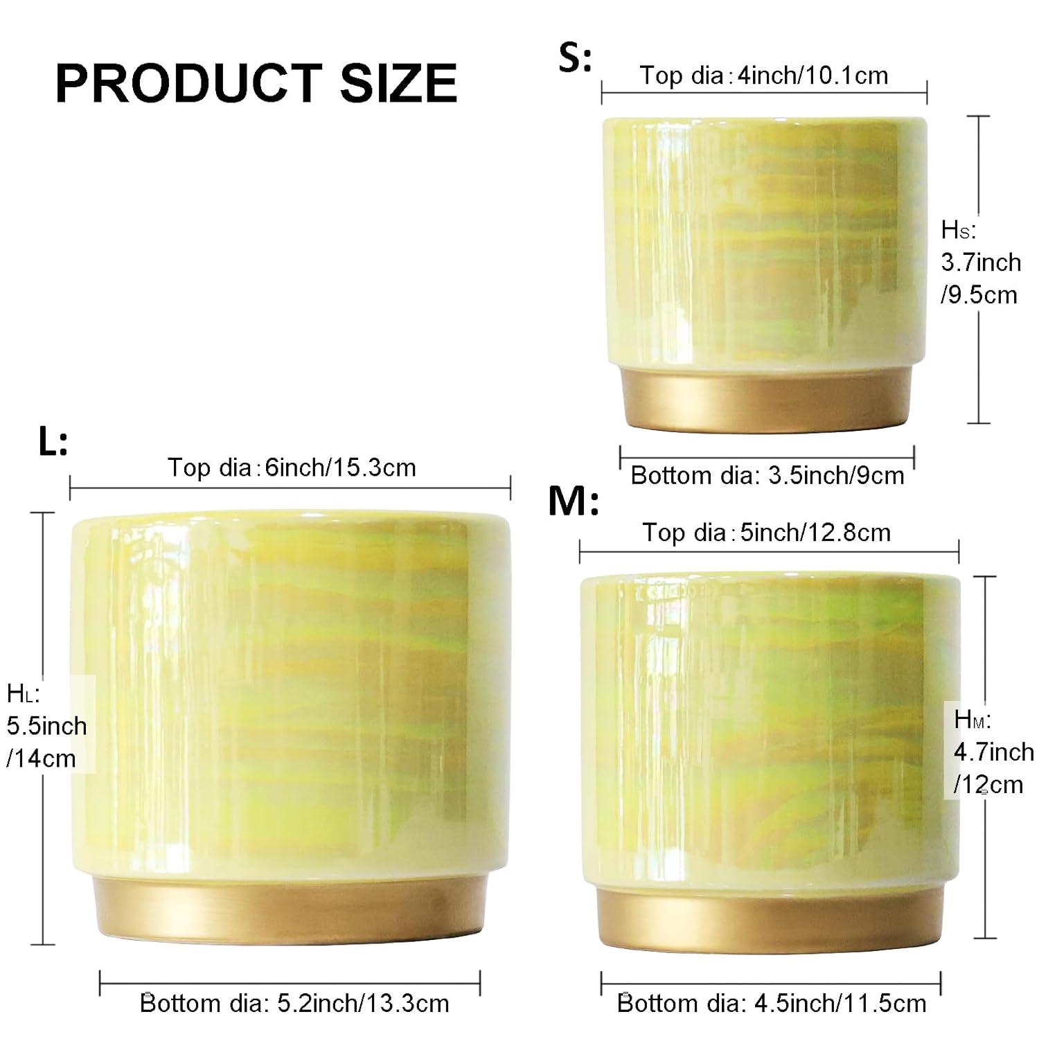 Gepege Indoor Pots for Plants, Ceramic Planter with Drainage Hole, 6.0 inch+5.0 Inch+4.0 Inch. Succulent Orchid Flower Pot - Rainbow Pearl Glaze