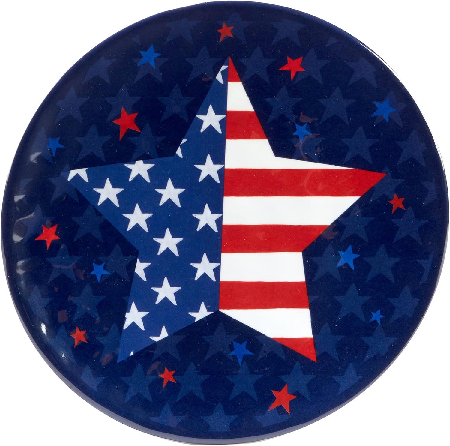 Certified International  Stars & Stripes 9" Melamine Salad/Dessert Plates, Set of 6 - 9" Dia
