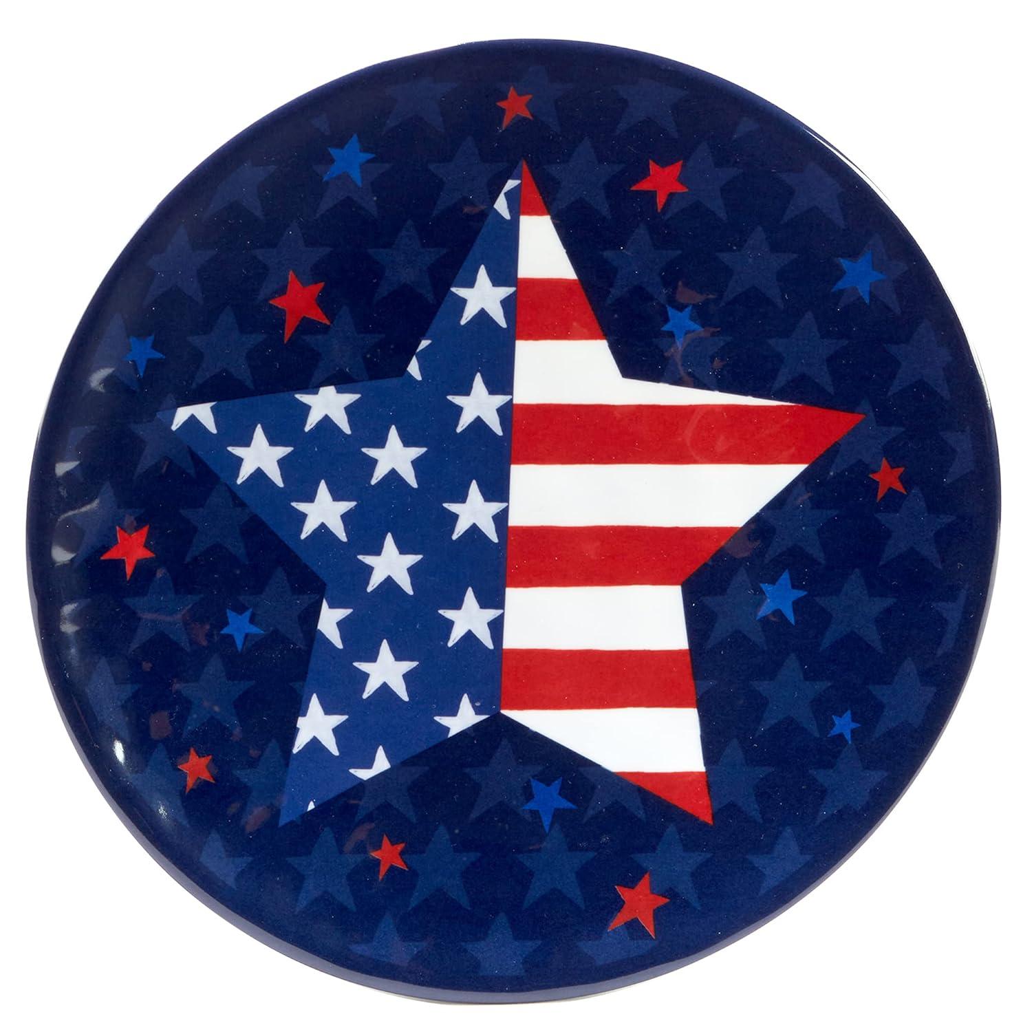 Certified International  Stars & Stripes 9" Melamine Salad/Dessert Plates, Set of 6 - 9" Dia